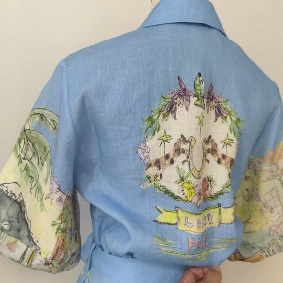 Alemais linen printed dress - Picture 9 of 12